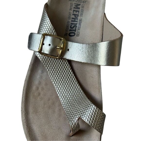Mephisto Womens Gold Metallic Leather Sandals Sz 38 US 8 - Picture 9 of 10